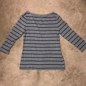 merona slim fit gray striped long sleeve tee shirt